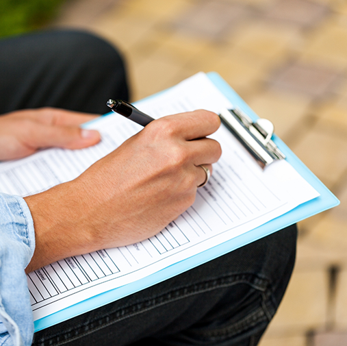 Filling out a form on a clipboard