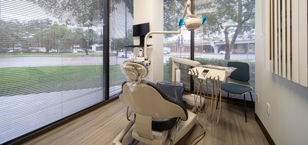 Front view of dental treatment chair