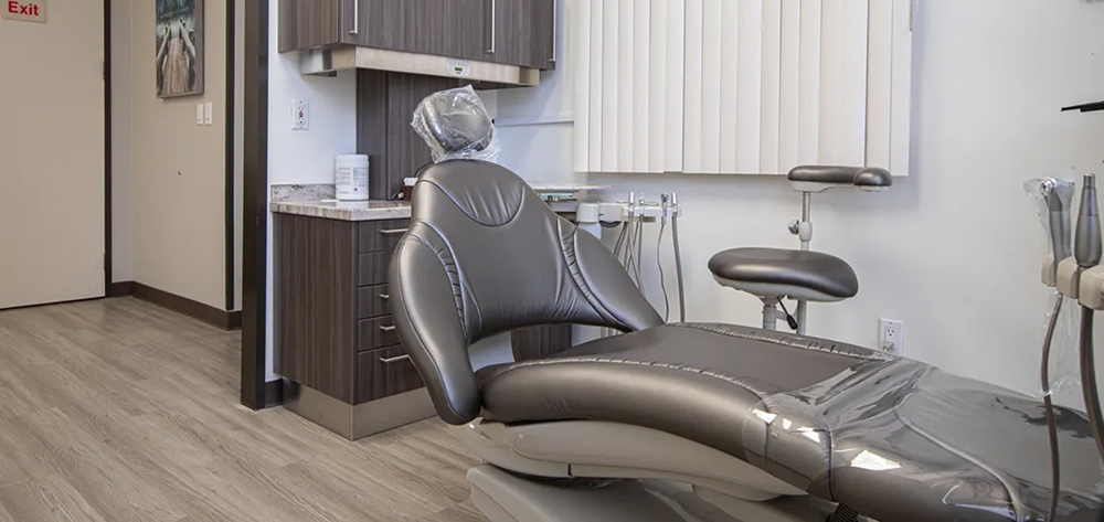 Front view of dental treatment chair